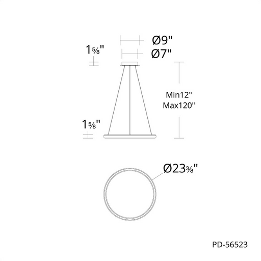 dweLED PD-56523 Huxley 1-lt 23" LED Pendant