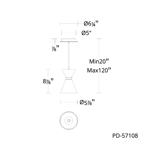 dweLED PD-57108 Pin Up 2-lt 6" LED Pendant