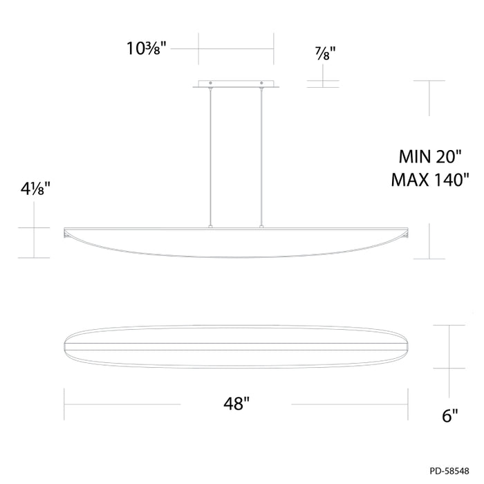 Modern Forms PD-58548 Kiefer 1-lt 48" LED Linear Pendant