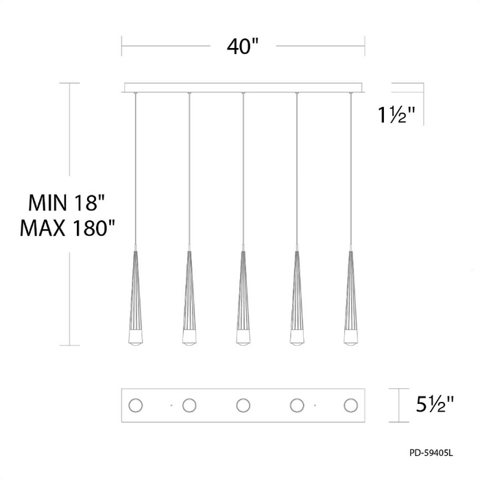 dweLED PD-59405L Quill 5-lt 40" LED Linear Pendant