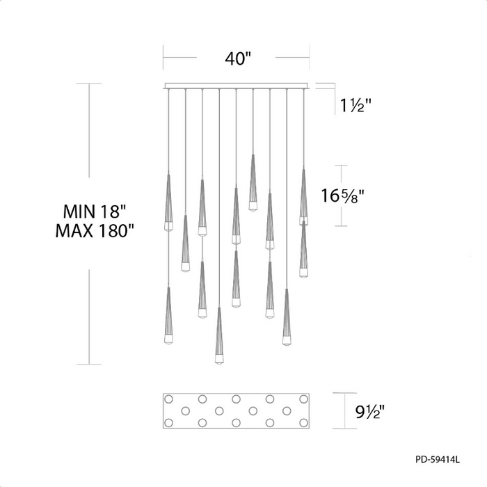 dweLED PD-59414L Quill 14-lt 40" LED Linear Pendant