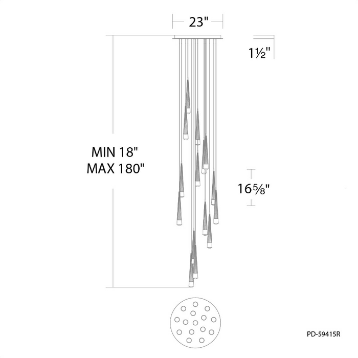 dweLED PD-59415R Quill Round 15-lt 23" LED Pendant