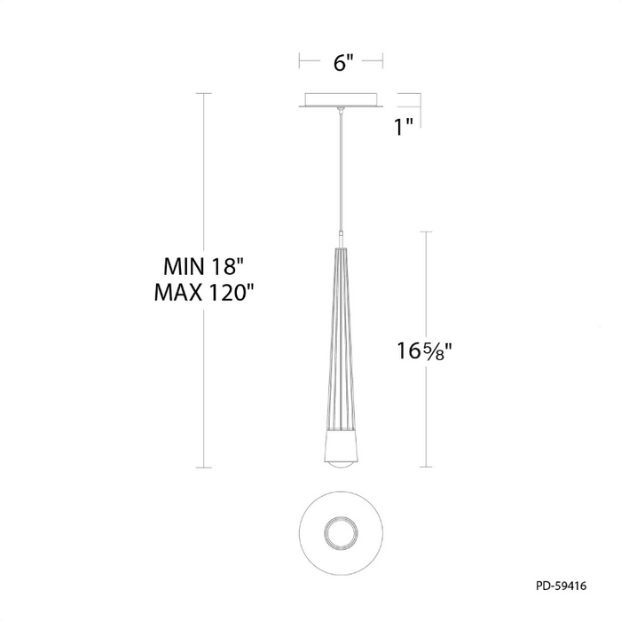 dweLED PD-59416 Quill 1-lt 6" LED Pendant