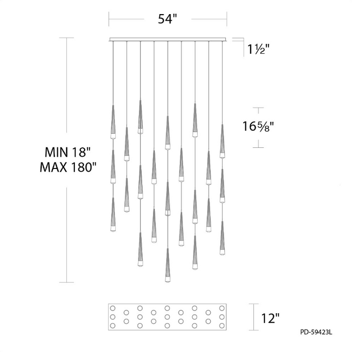 dweLED PD-59423L Quill 23-lt 54" LED Linear Pendant