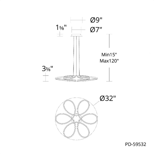 dweLED PD-59532 Klover 1-lt 32" LED Pendant