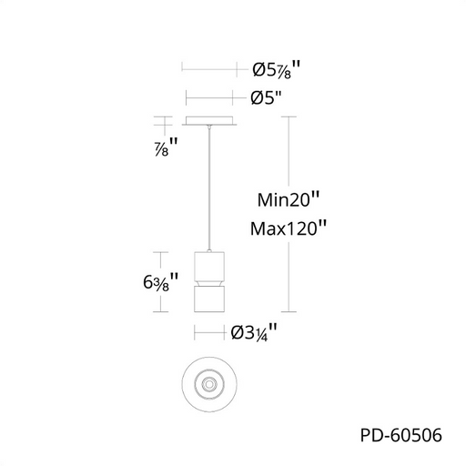 dweLED PD-60506 Pedistal 1-lt 3" LED Pendant