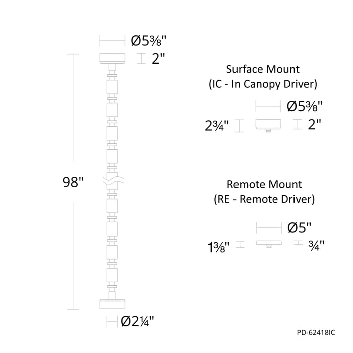 Modern Forms PD-62418IC Entice 93" LED Chandelier, Surface Mount