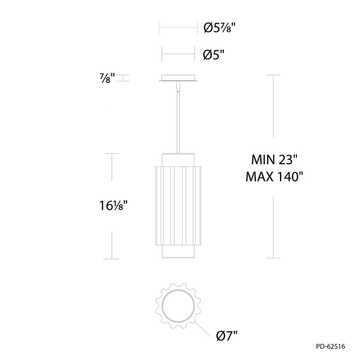 Modern Forms PD-62516 Caviar 1-lt 7" LED Pendant