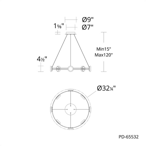 dweLED PD-65532 Bracelet 8-lt 32" LED Pendant