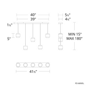 dweLED PD-68905L Banded 5-lt 42" LED Multi Light Pendant, CCT Selectable