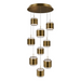 dweLED PD-68909R Banded 9-lt 17" LED Multi Light Pendant, CCT Selectable - Aged Brass
