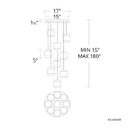 dweLED PD-68909R Banded 9-lt 17" LED Multi Light Pendant, CCT Selectable
