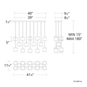 dweLED PD-68914L Banded 14-lt 42" LED Multi Light Pendant, CCT Selectable