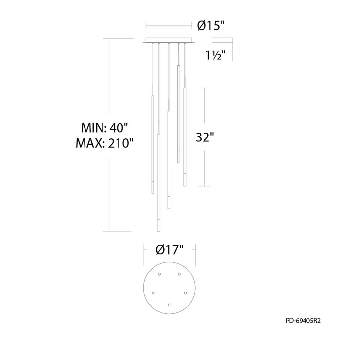 dweLED PD-69405R2 Viggo Round 5-lt 17" LED Pendant