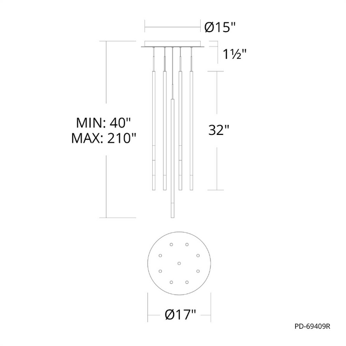 dweLED PD-69409R Viggo Round 9-lt 17" LED Pendant