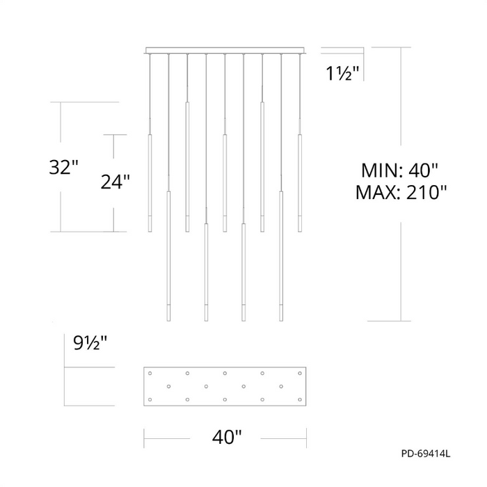 dweLED PD-69414L Viggo 14-lt 40" LED Linear Pendant