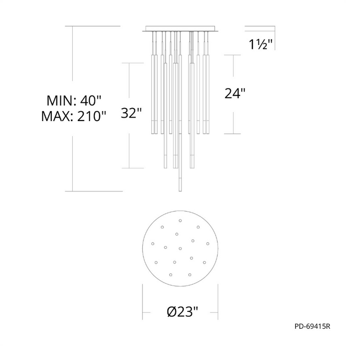 dweLED PD-69415R Viggo Round 15-lt 23" LED Pendant