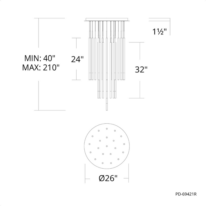 dweLED PD-69421R Viggo Round 21-lt 26" LED Pendant