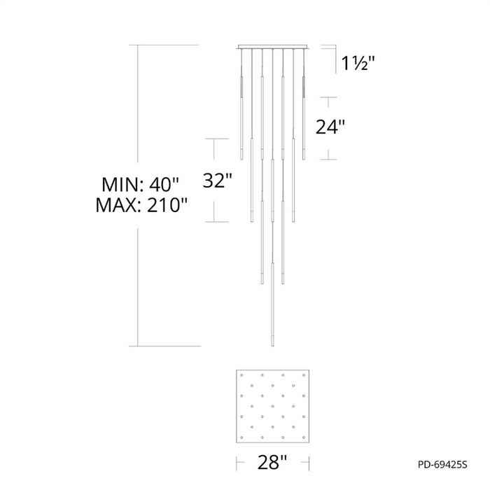 dweLED PD-69425S Viggo Square 25-lt 28" LED Pendant