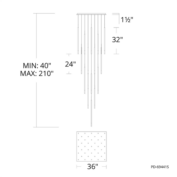 dweLED PD-69441S Viggo Square 41-lt 36" LED Pendant