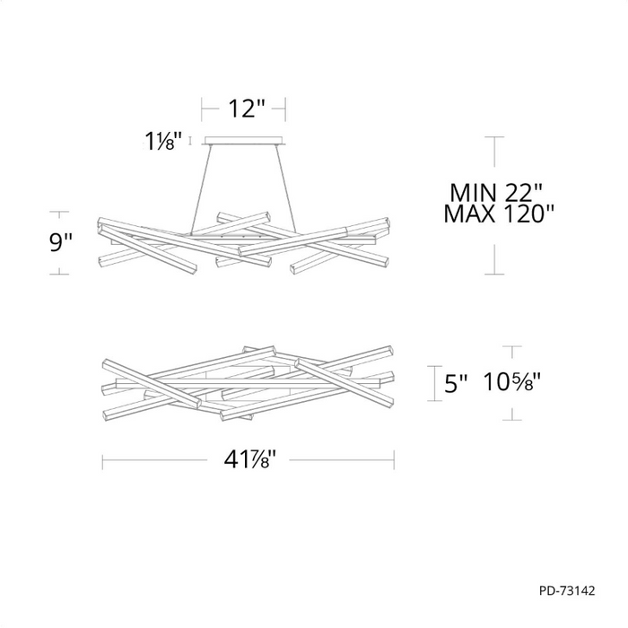 dweLED PD-73142 Parallax 8-lt 42" LED Chandelier