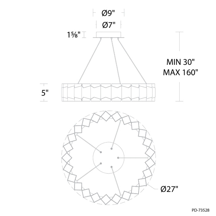 Modern Forms PD-73528 Dolman 1-lt 27" LED Pendant
