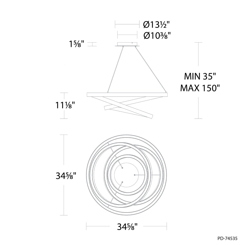 Modern Forms PD-74535 Storm Chaser 35" LED Chandelier