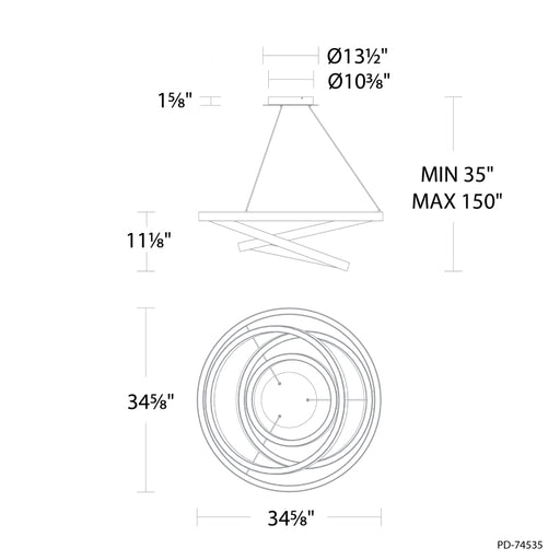 Modern Forms PD-74535 Storm Chaser 35" LED Chandelier