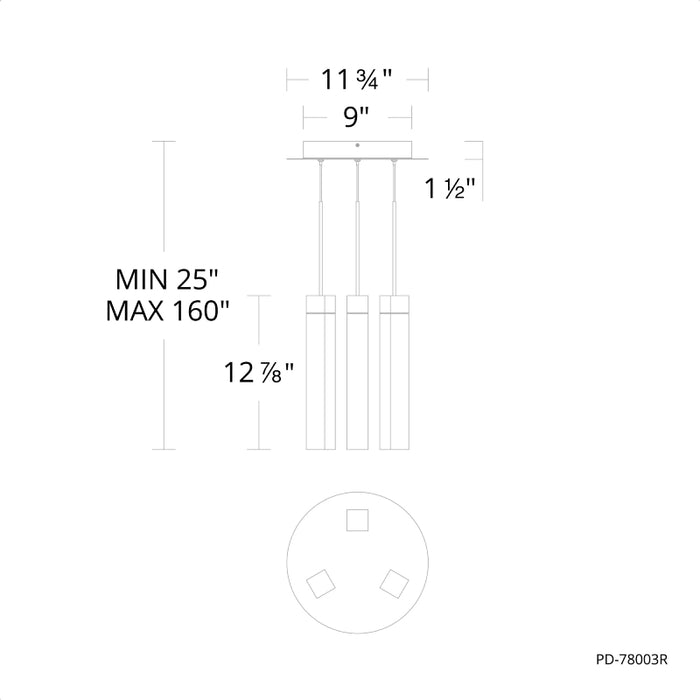 Modern Forms PD-78003R Minx 3-lt 12" LED Pendant