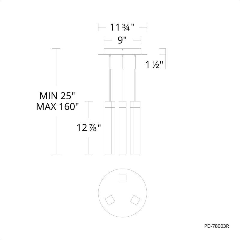 Modern Forms PD-78003R Minx 3-lt 12" LED Pendant