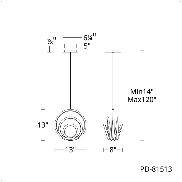 dweLED PD-81513 Hoopla 1-lt 13" LED Pendant
