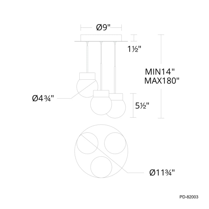 Modern Forms PD-82003R Double Bubble 3-lt 12" LED Pendant