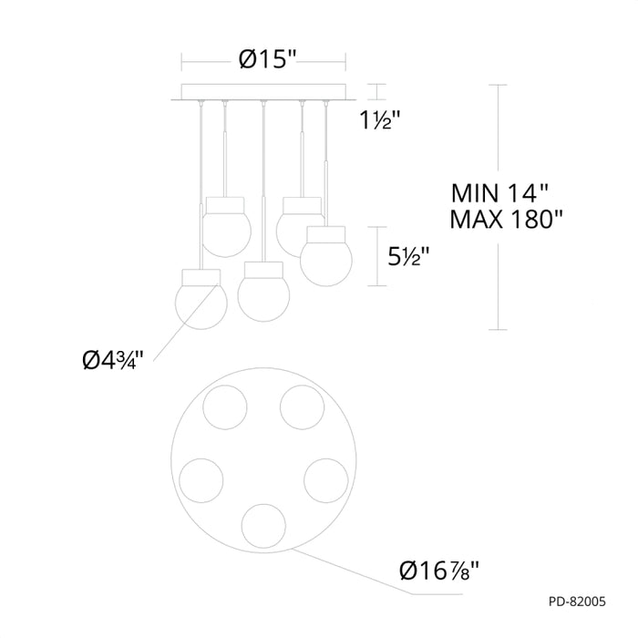 Modern Forms PD-82005R Double Bubble 5-lt 17" LED Pendant