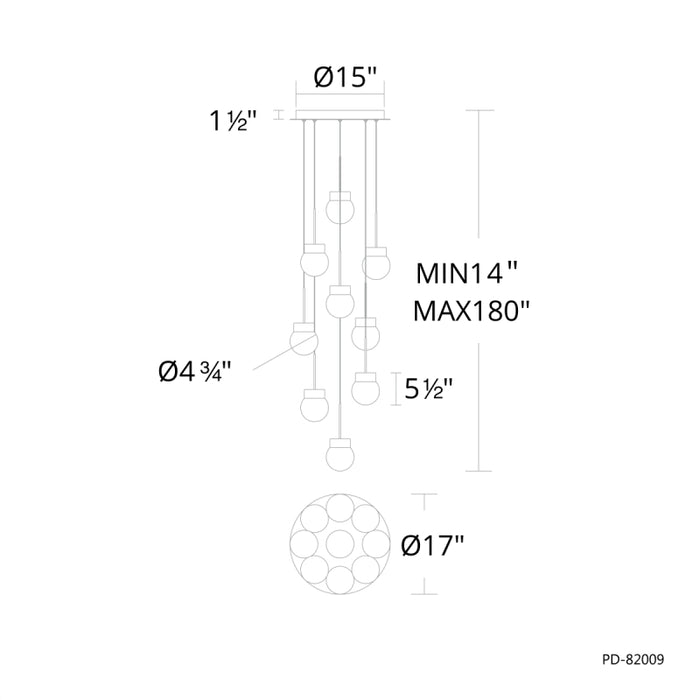 Modern Forms PD-82009R Double Bubble 9-lt 17" LED Pendant