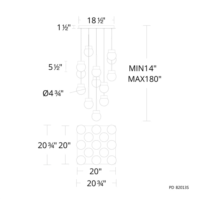 Modern Forms PD-82013S Double Bubble 13-lt 20" LED Pendant