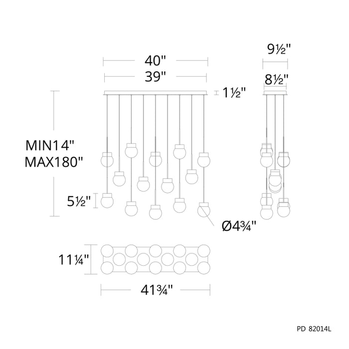 Modern Forms PD-82014L Double Bubble 14-lt 40" LED Pendant