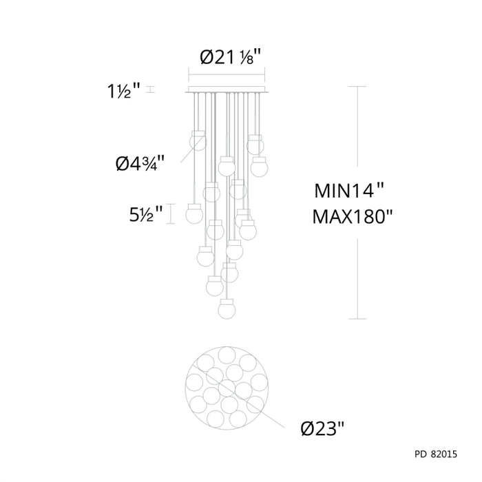 Modern Forms PD-82015R Double Bubble 15-lt 23" LED Pendant