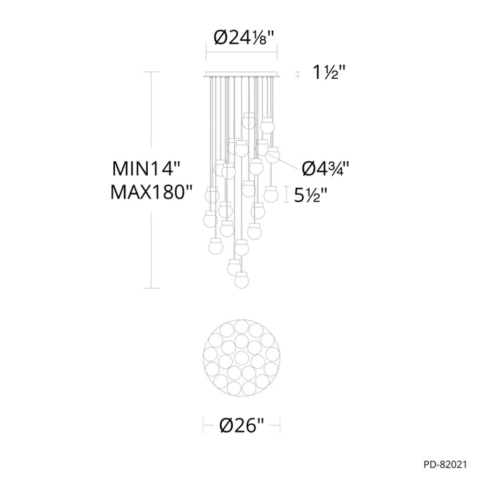 Modern Forms PD-82021R Double Bubble 21-lt 26" LED Pendant