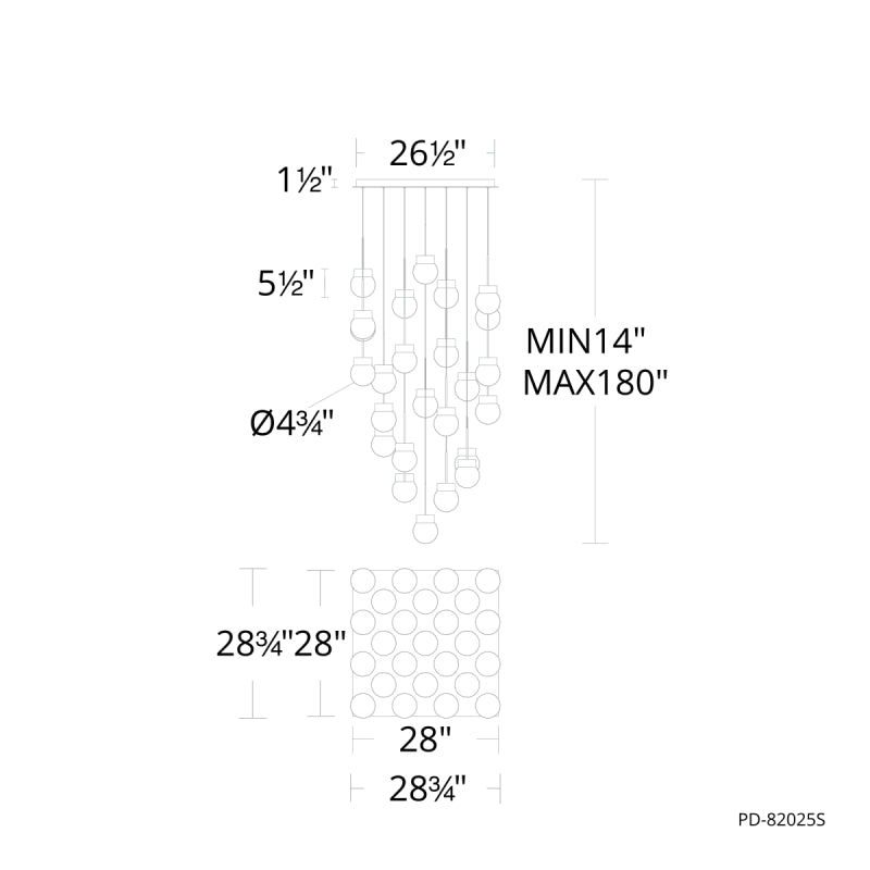 Modern Forms PD-82025S Double Bubble 25-lt 28" LED Pendant