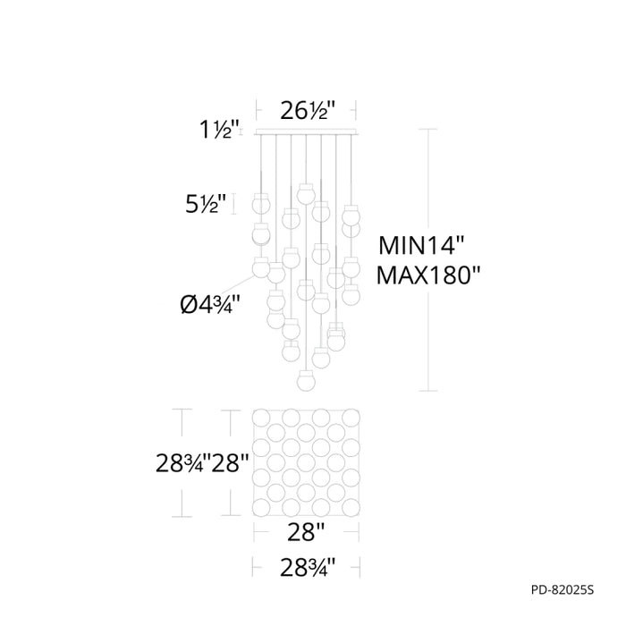 Modern Forms PD-82025S Double Bubble 25-lt 28" LED Pendant