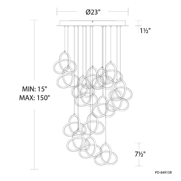 dweLED PD-84915R Vornado Round 15-lt 23" LED Pendant