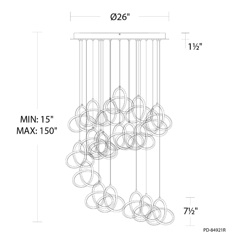 dweLED PD-84921R Vornado Round 21-lt 26" LED Pendant