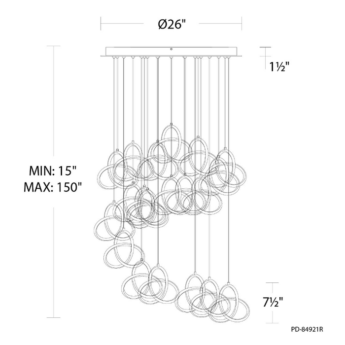 dweLED PD-84921R Vornado Round 21-lt 26" LED Pendant