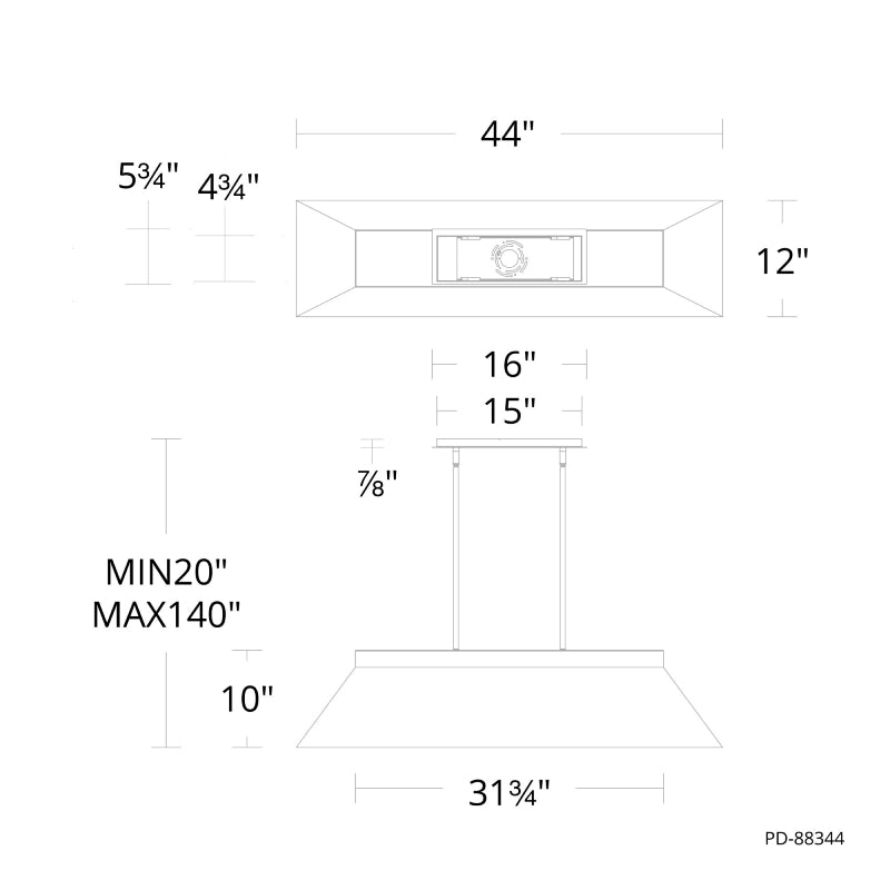 Modern Forms PD-88344 Bentley 44" LED Pendant