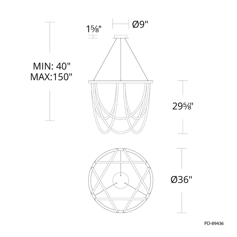 dweLED PD-89436 Margarite 6-lt 36" LED Chandelier