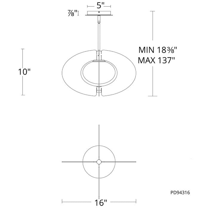 Modern Forms PD-94316 Echelon 16" LED Pendant