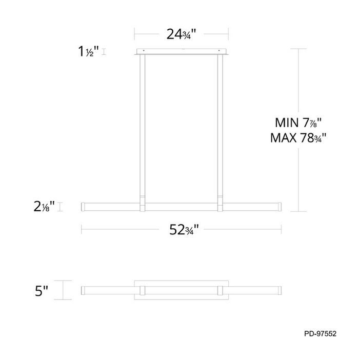 dweLED PD-97552 Balance Beam 1-lt 53" LED Pendant