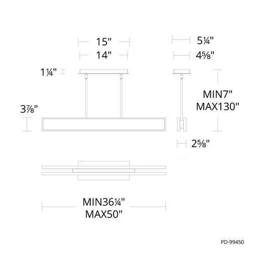 dweLED PD-99450 Bastone 2-lt 36" LED Pendant