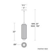 dweLED PD118620 Portos 1-lt 6" LED Pendant, 4CCT