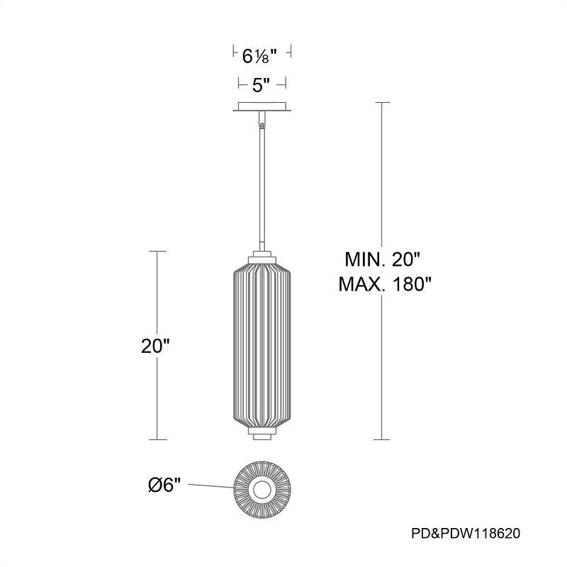 dweLED PD118620 Portos 1-lt 6" LED Pendant, 4CCT